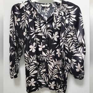 Tucker NYC The Classic Blouse Top Black Palm Floral 100 Silk Small